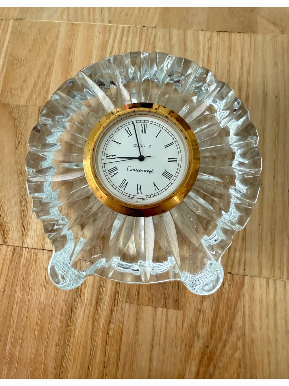 Conisbrough Vintage lead crystal desk clock made in England NEW BATTERY